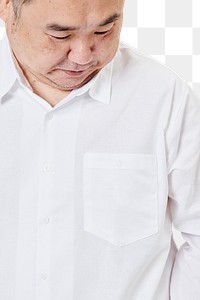 Size inclusive men’s fashion white shirt png mockup studio shot