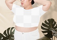 Plus size women&rsquo;s png white crop top mockup