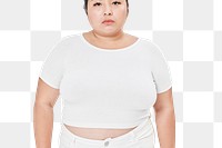 Size inclusive png women's fashion white crop top mockup