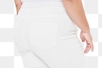 Women&#39;s png white pants pocket closeup plus size apparel mockup