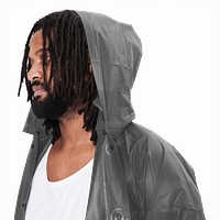 Men's raincoat mockup png fashion shoot in studio