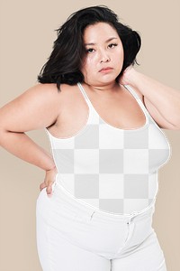 Size inclusive fashion white tank top mockup png
