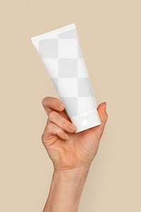 Moisturizer tube png mockup, transparent design beauty packaging