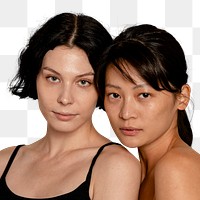 Lesbian couple png, two women, transparent background