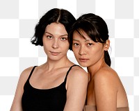 Lesbian couple png, two women, transparent background