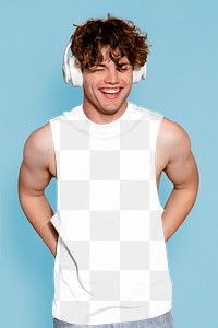 Tank top png mockup, men's casual apparel, transparent design 