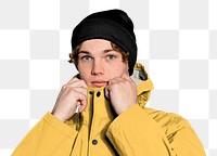 Man png in winter clothes, transparent background