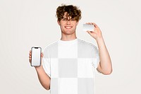 Men's tshirt png mockup, transparent design 