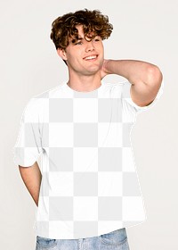  T-shirt png mockup transparent design on young man