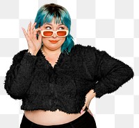 Confident woman png, body positivity, transparent background