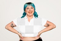 Cropped shirt png mockup, plus size apparel, transparent design 