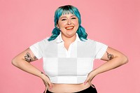 Cropped shirt png mockup, plus size apparel, transparent design 