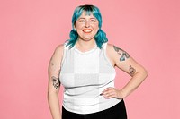 Tank top png mockup, plus size gym apparel, transparent design