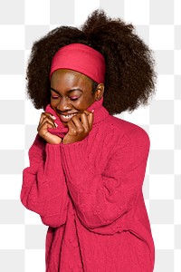 Png cute black woman, transparent background