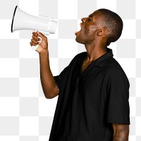 Activist png with megaphone, transparent background