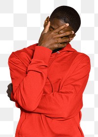 Facepalm png sticker, depressed man, transparent background