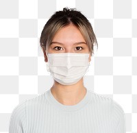 Young woman png mockup wearing a face mask