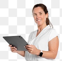 Businesswoman png using tablet