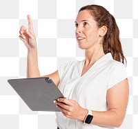 Businesswoman png using tablet