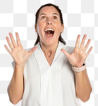 Surprised woman png mockup portrait