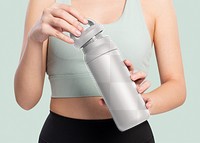 Stainless steel water bottle png mockup