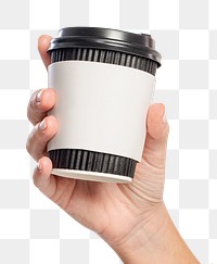 Woman png mockup holding a coffee cup