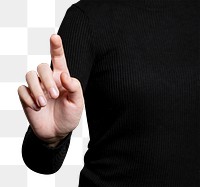 Hand gesture png mockup pointing on an invisible screen