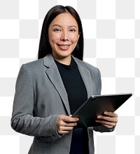 Businesswoman png using tablet