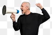 Male activist png mockup with a megaphone