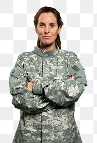Female soldier png mockup in a uniform portrait