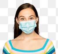 Woman wearing mask mockup png in the new normal