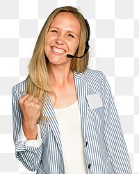 Customer service female employee mockup png with a headset