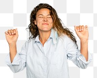 Joyful woman dancing mockup png on transparent background