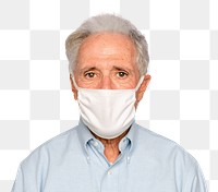 Senior man wearing mask mockup png in the new normal