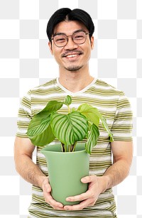 Png plant parent mockup holding potted Calathea Orbifolia