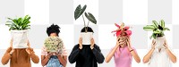 Png plant parents mockup holding houseplants