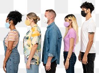 Png people mockups wearing masks in the new normal side view