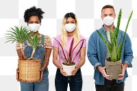 Png plant parent mockup wearing masks the new normal hobby