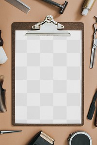 Png vintage paper clipboard mockup salon tools in jobs and career concept