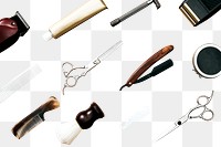 PNG barber tools pattern, job and career concept
