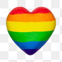 Png LGBTQ+ pride heart mockup plasticine clay DIY element