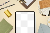 Png Tablet screen mockup with stationery tools student lifestyle