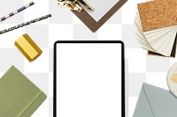Png Tablet screen mockup with stationery tools student lifestyle