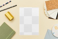 Paper png mockup with pastel stationery