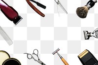 PNG barbershop frame with tools, job and career concept