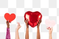 Png People holding hearts mockup for Valentines’ celebration