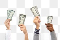 Png People holding money mockup spendings finance concept