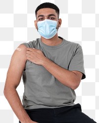 Png Vaccinated Indian man mockup presenting shoulder