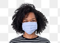 Woman wearing mask png transparent, during the new normal