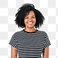 Png African American woman smiling mockup cheerful expression closeup portrait